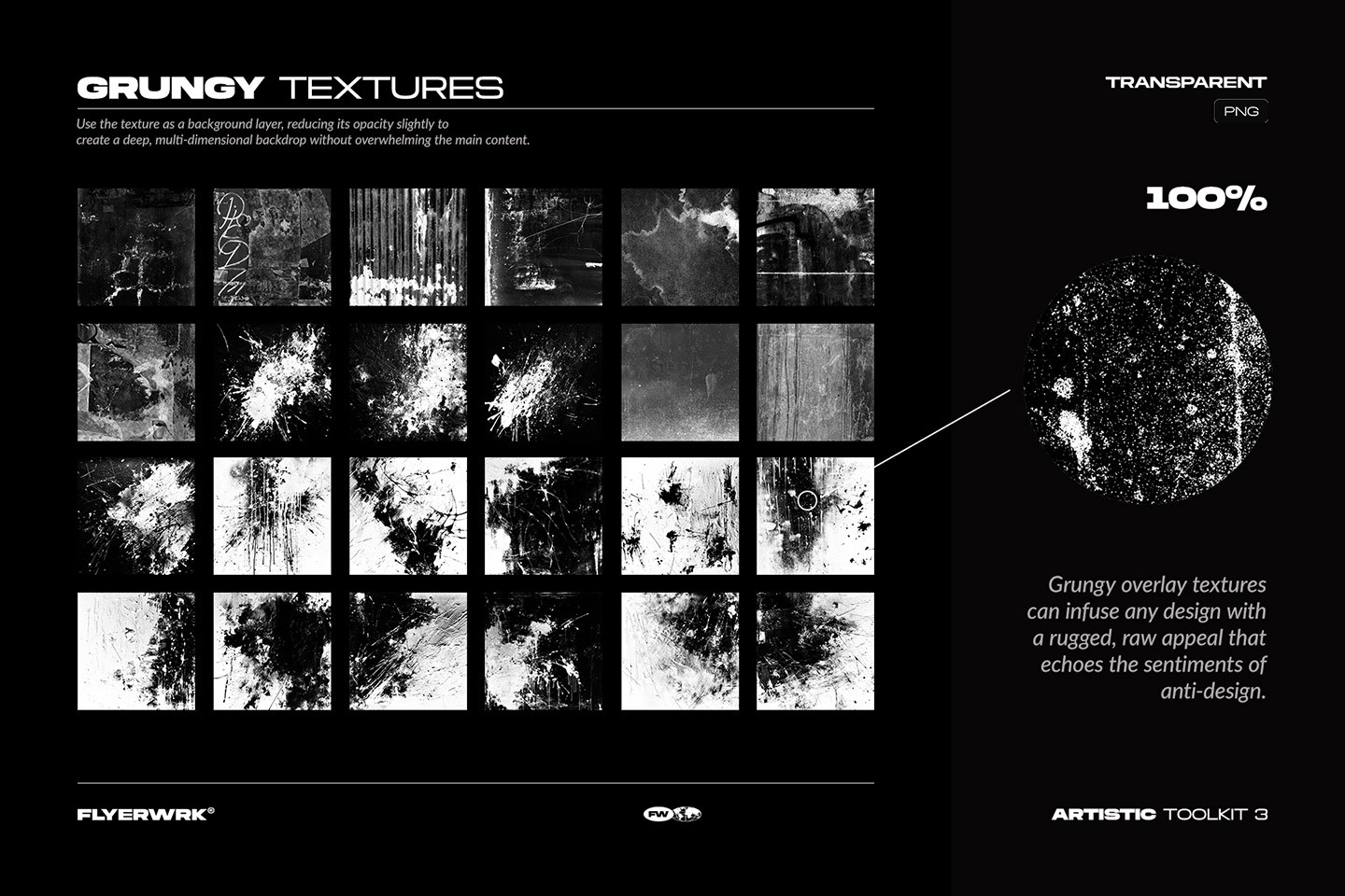 Artistic Toolkit 3 grunge overlay textures for distressed poster and collage designs