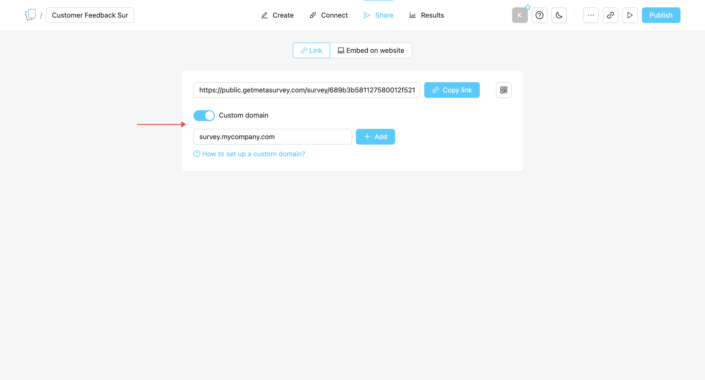 Set up a custom domain in MetaSurvey