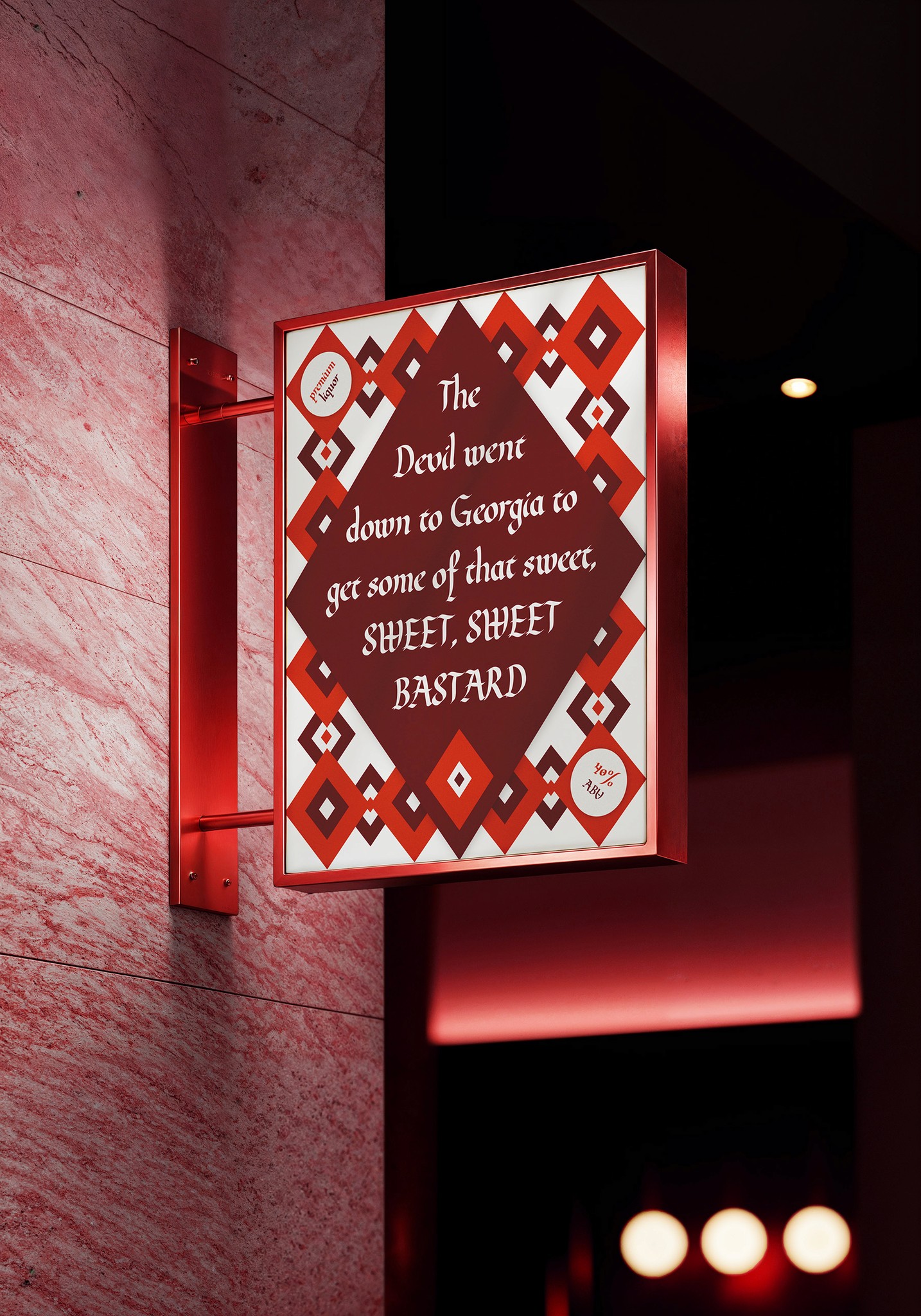 Sweet Bastard liquor advertisement mockup