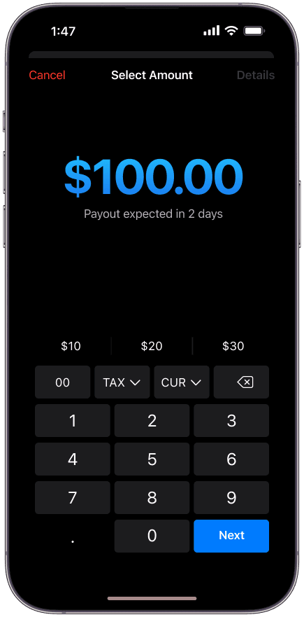 Tap to pay iphone screen