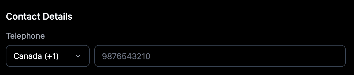 Contact details fields