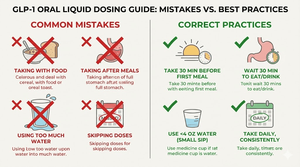 Common GLP-1 oral liquid dosing mistakes to avoid for best results