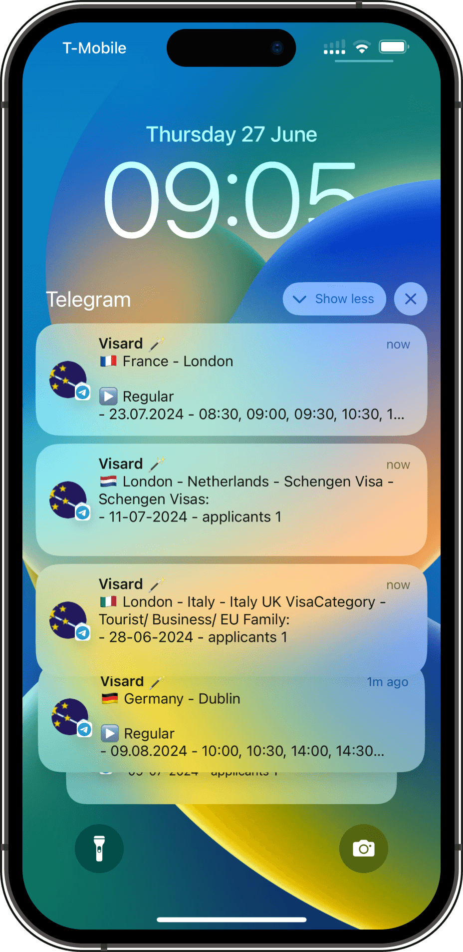 Telegram bot interface on mobile phone