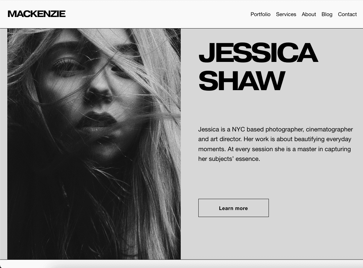 Squarespace Portfolio, Mackenzie, a Squarepace template created for creative entrepreneurs