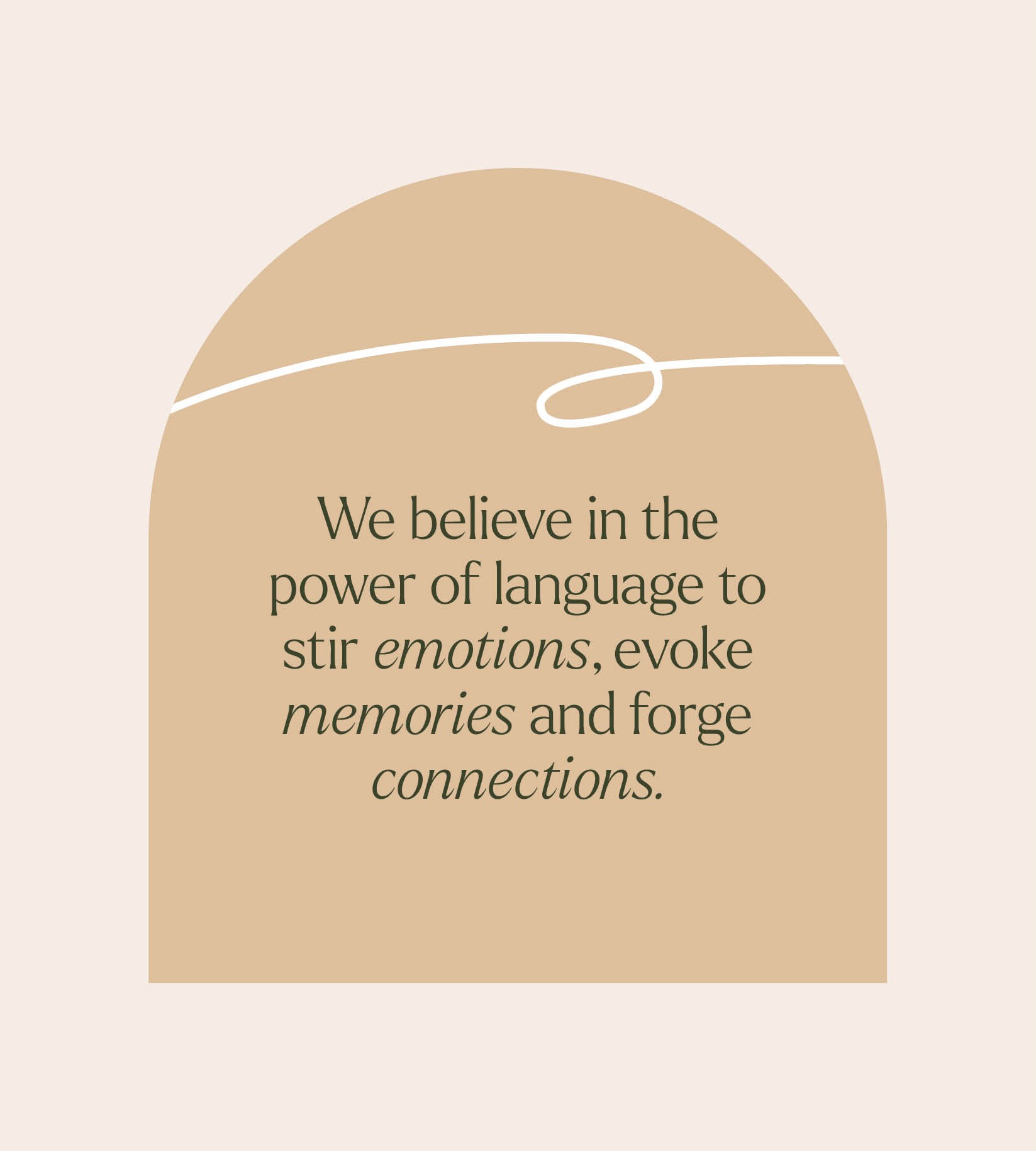 Creative brand quote graphic featuring expressive typography and storytelling-led messaging