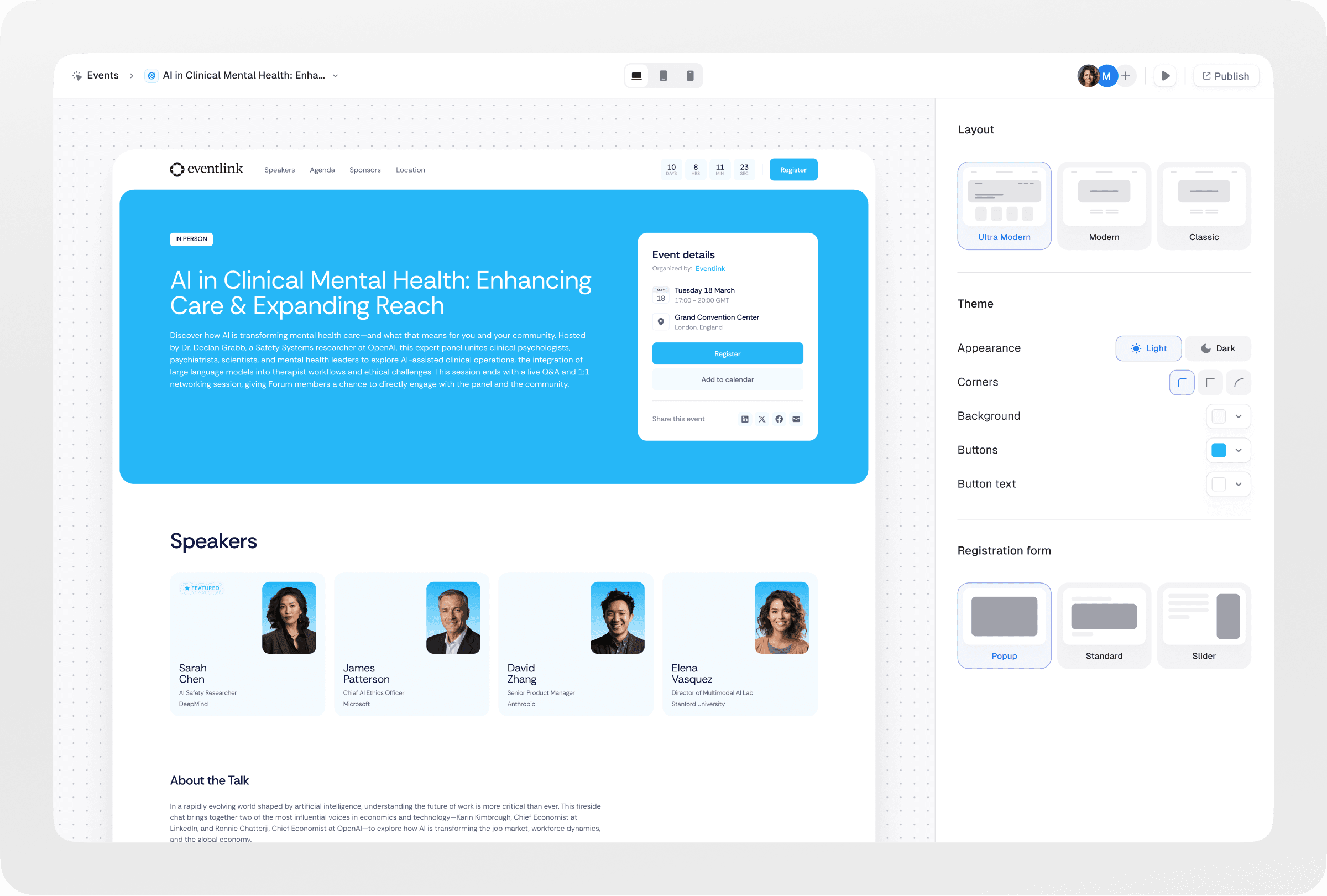 Eventlink - Launch event pages