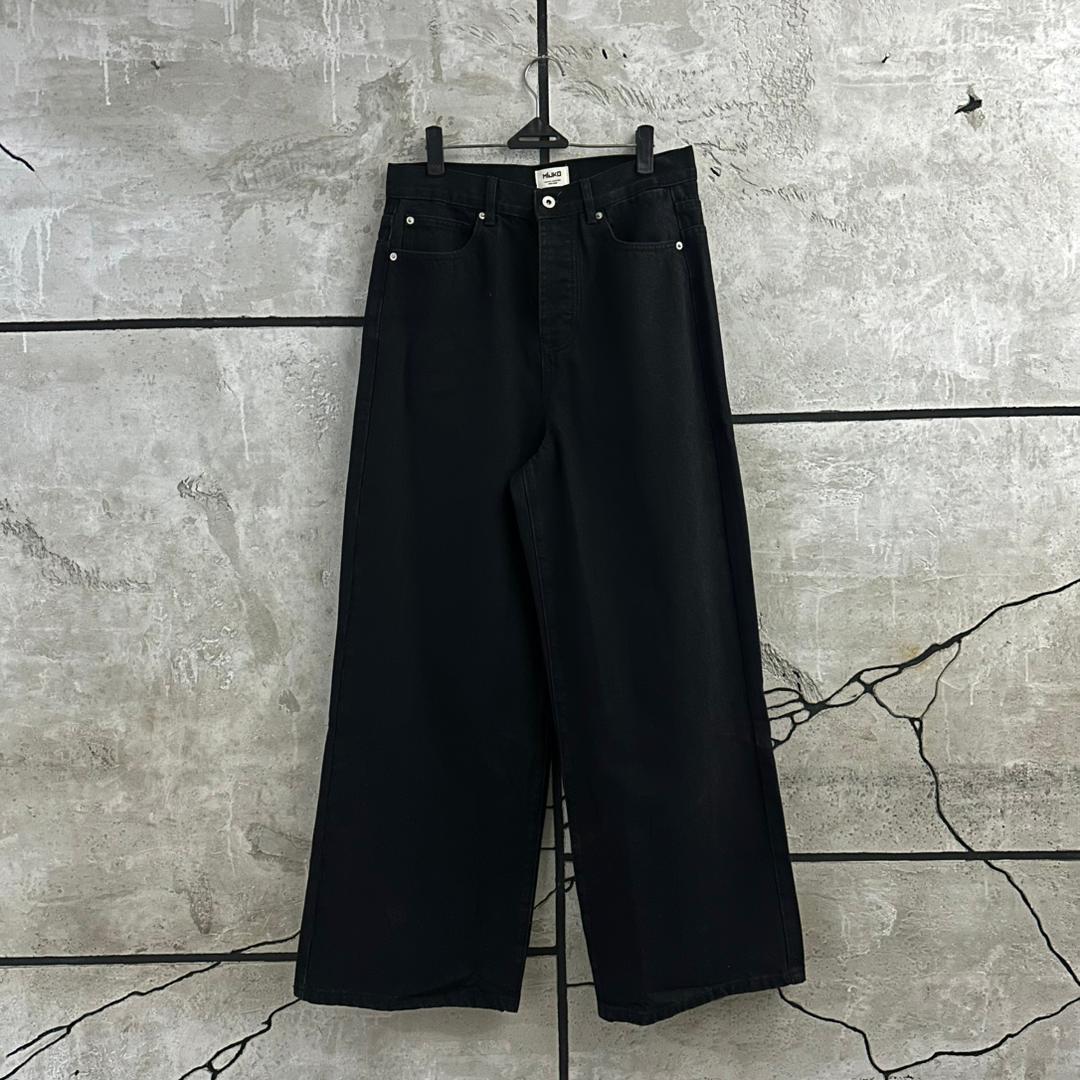 three assorted-color denim bottoms