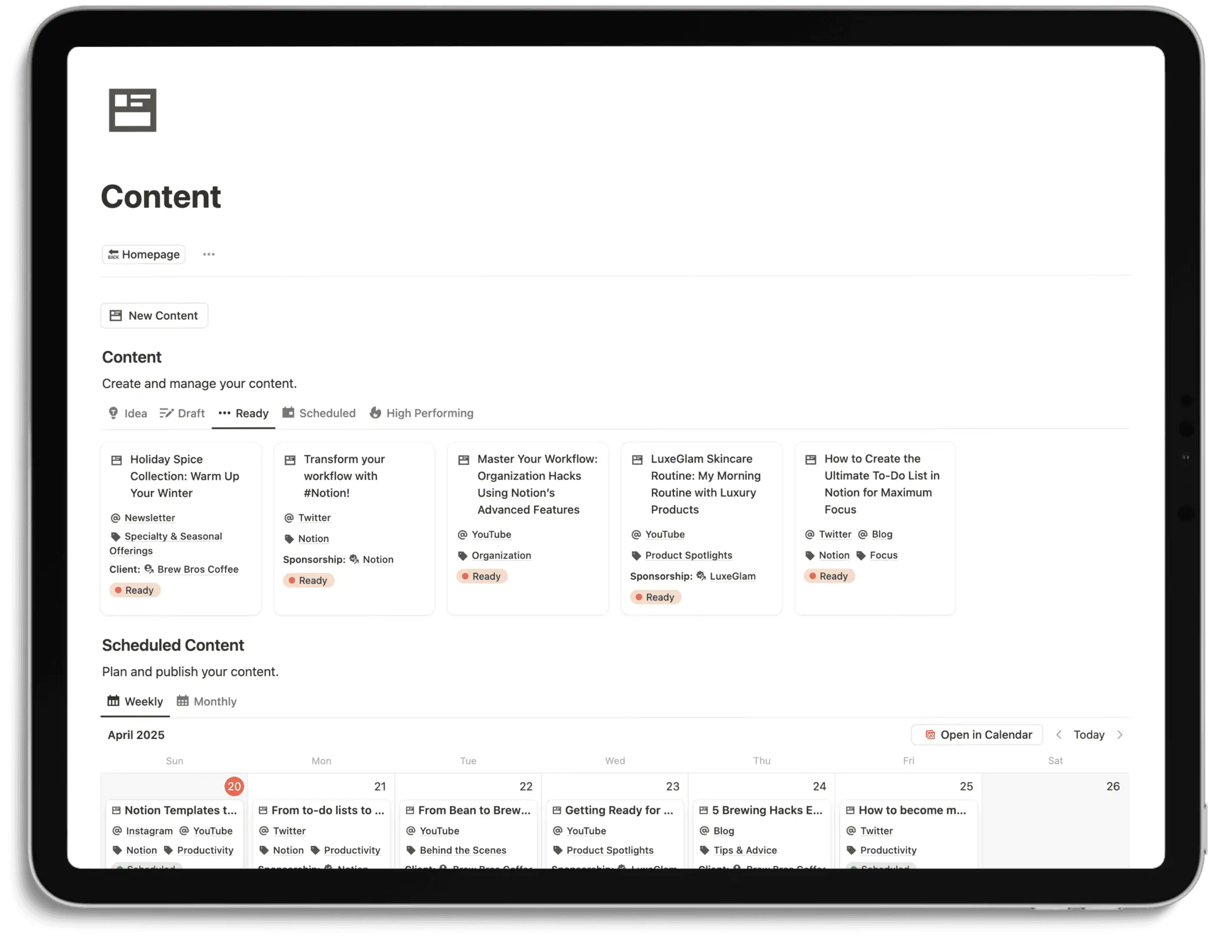 Notion Content System - Content