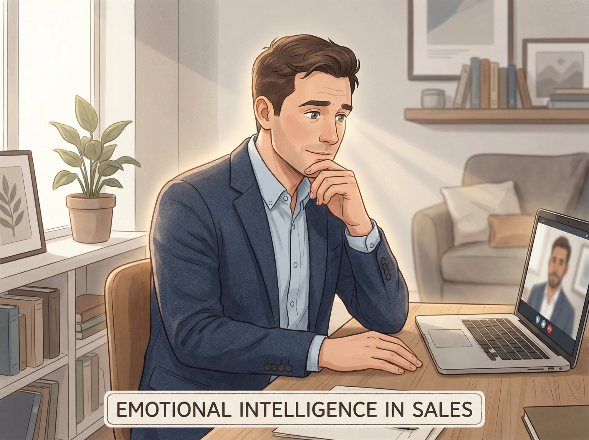 SDR on a video call demonstrating active listening and emotional intelligence while connecting with a prospect
