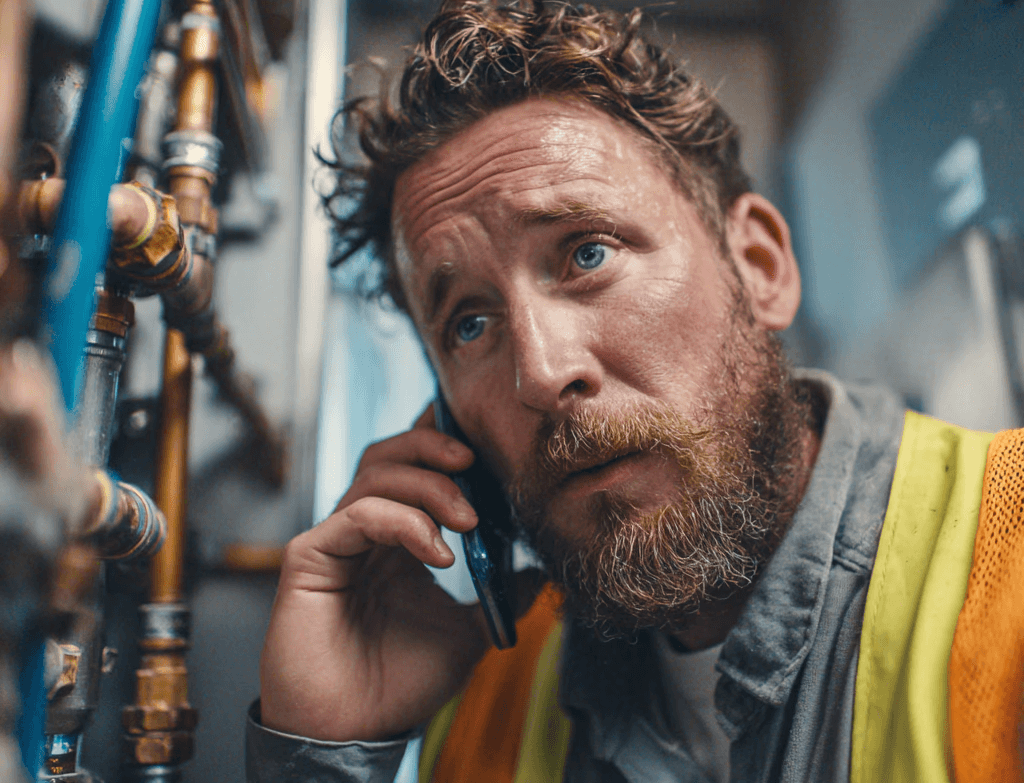 tradie on the phone
