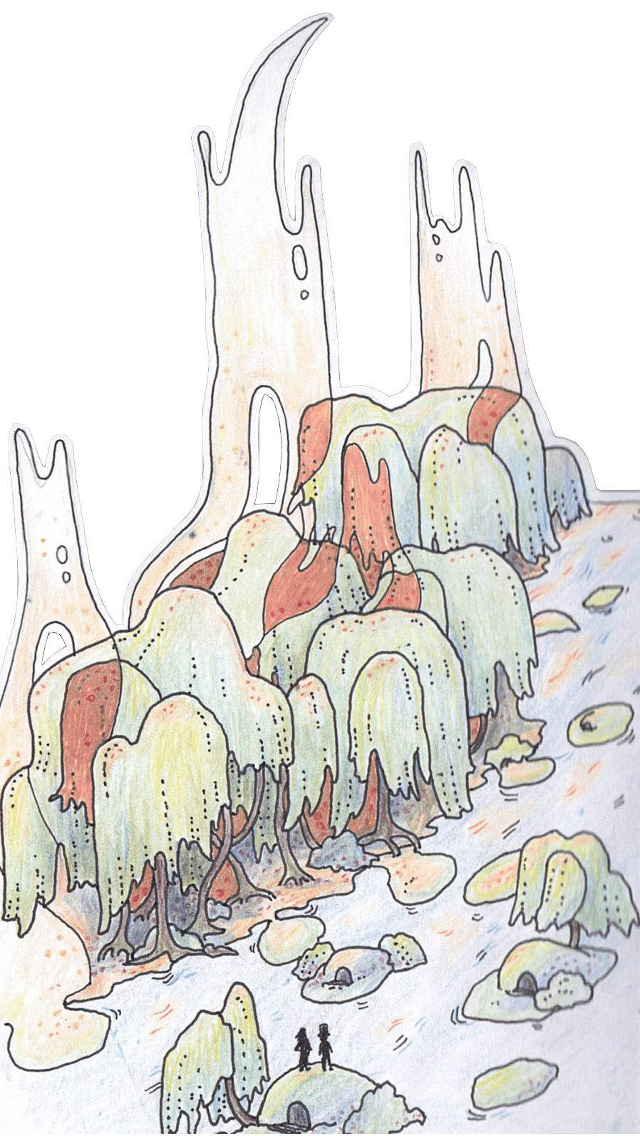 drawing of willows and trees, fanart of T.Kingfishers The Hollow Places