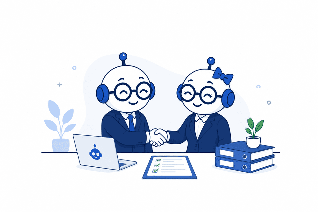 onboarding klienta w biurze rachunkowym ilustracja robot