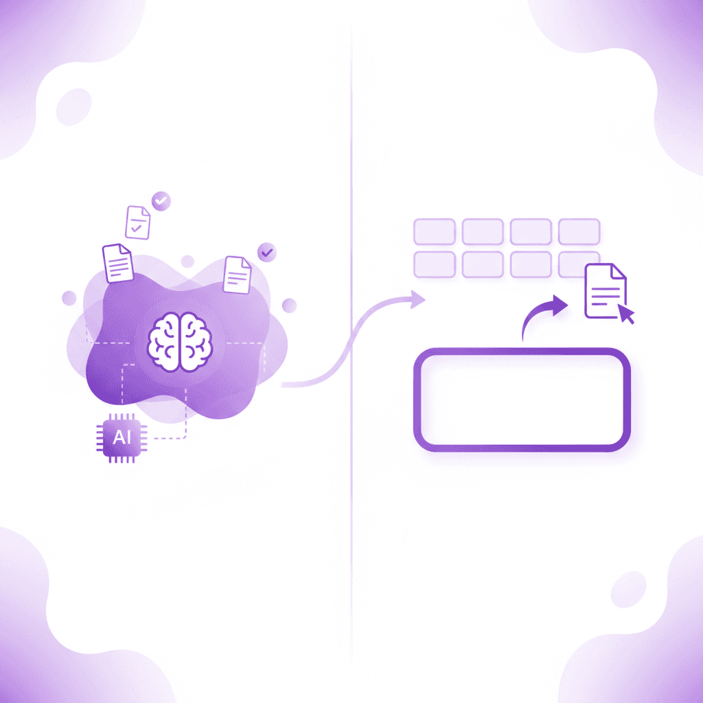 A split screen showing automated quiz generation vs manual flashcard typing