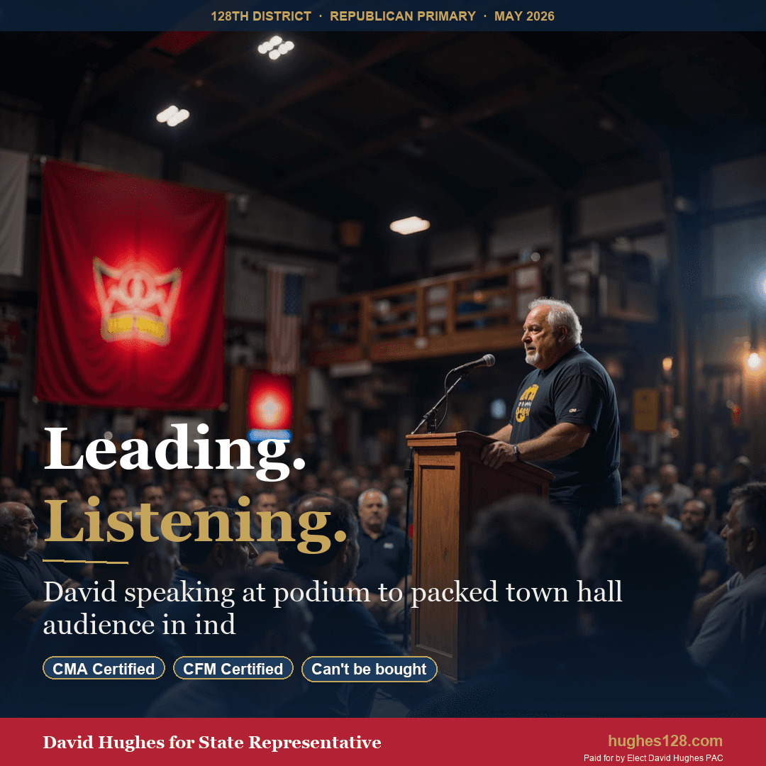 David Hughes speaking at a community center in Berks County