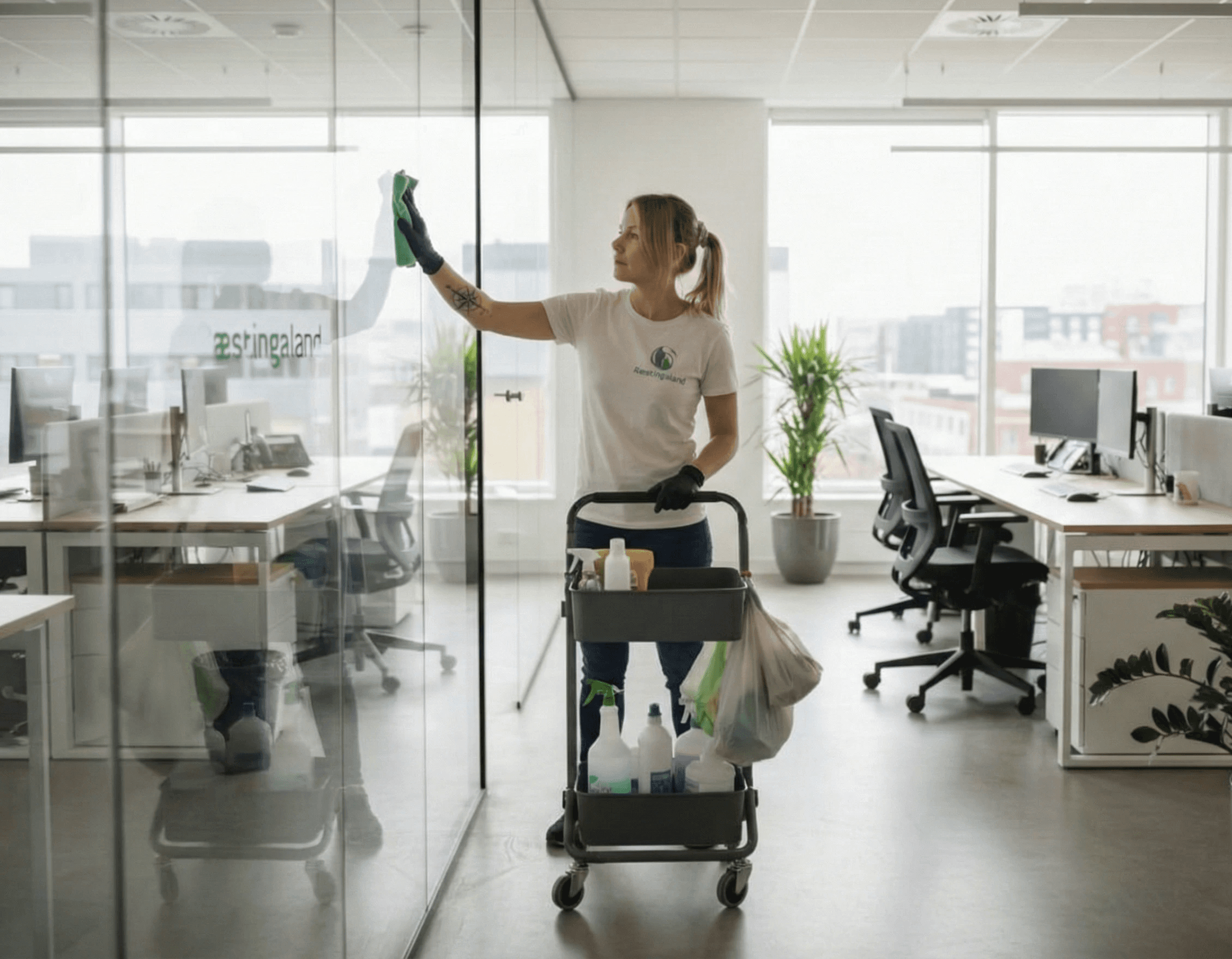 Fagleg skrifstofuþrif og sótthreinsun á vinnusvæði.