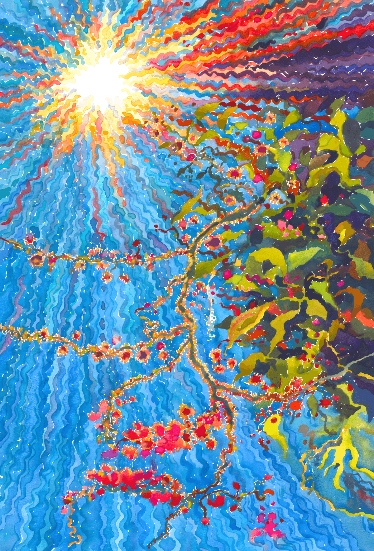 premium art poster and canvas prints, with originals available, from QART , of the artwork " Coralita Pink Flowers "