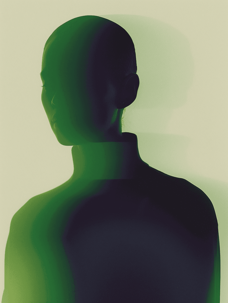 A dark abstract/texture image (same moody green aesthetic you already use in case study cards). A circle crop of a blurred organic texture reads as "avatar" without using a real face. This is exactly what Hamza Ehsan does in Viral — no recognisable faces anywhere.