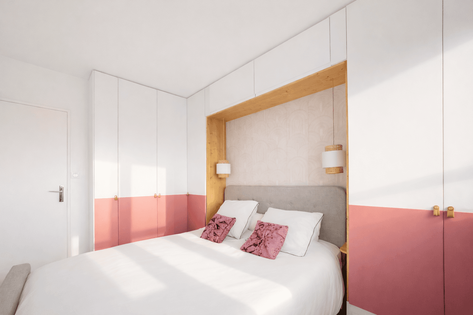 chambre sur-mesure avec tête de lit intégrée – architecture d’intérieur paris