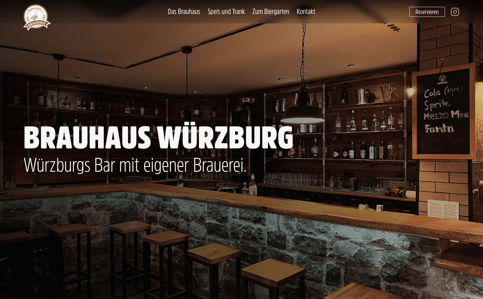 Landing Page der Website Brauhaus in Würzburg