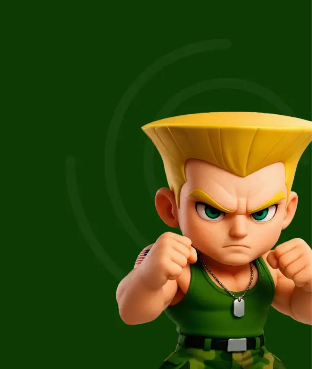 Cartoon blonde military action character