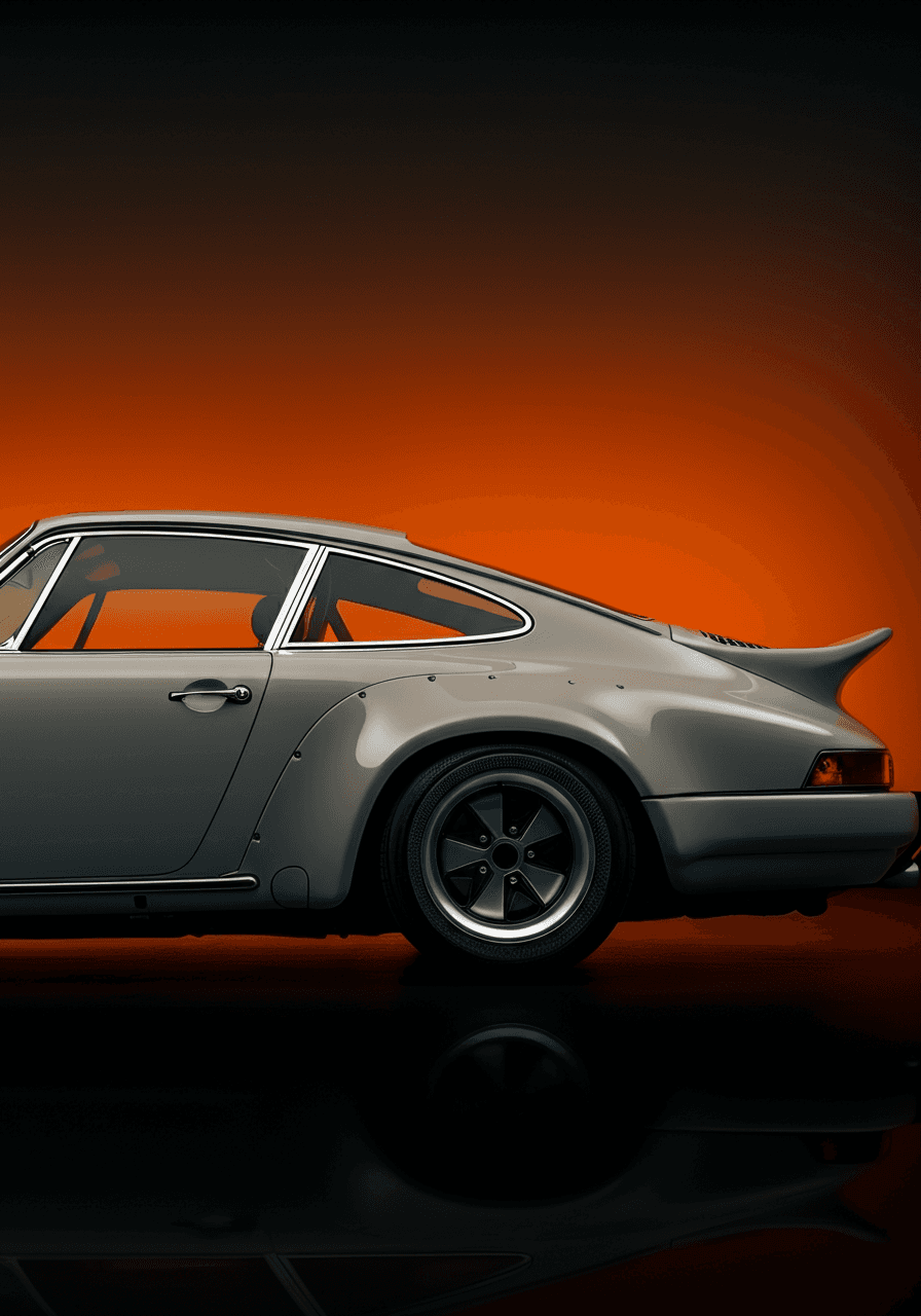 Car against orange backdrop