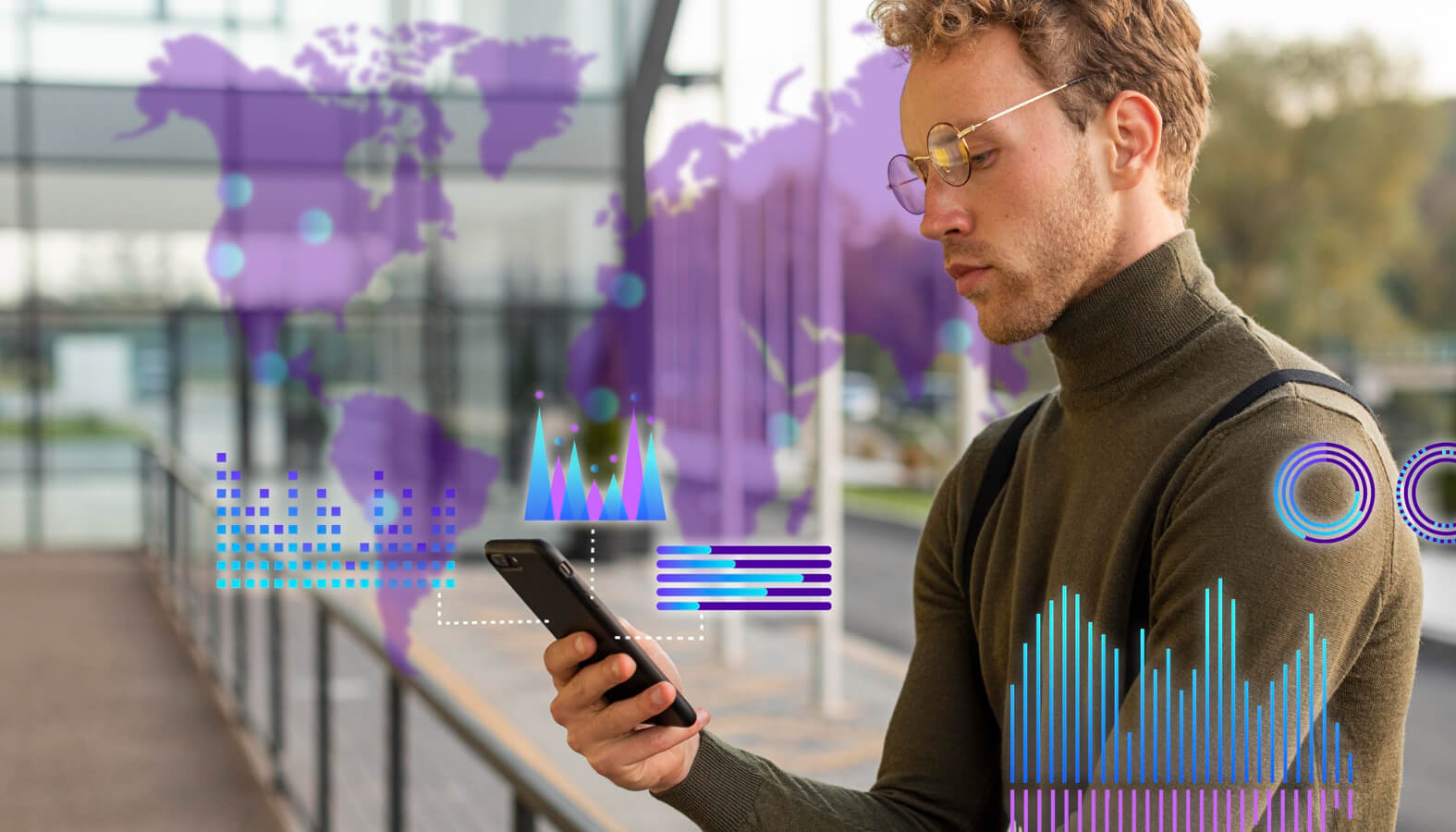 man looking at uptime monitoring data on phone