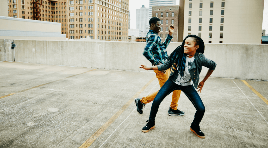 Facebook Reels image of teens dancing on rooftop