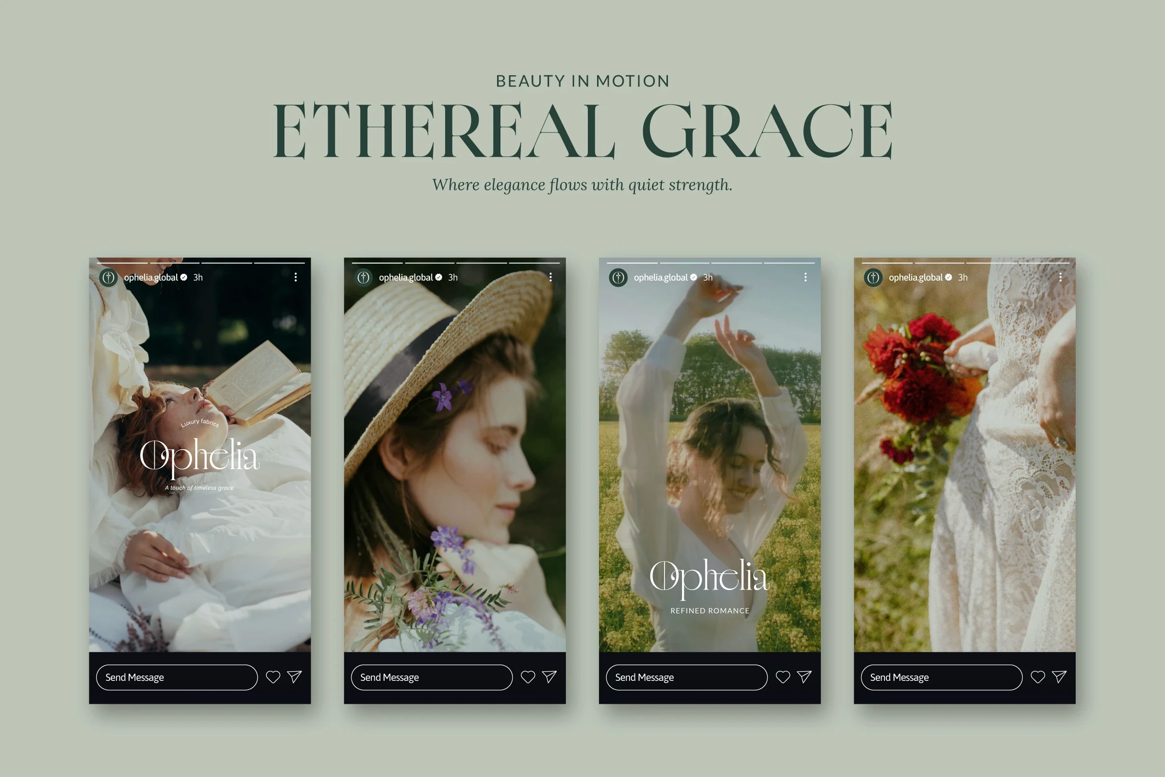 Ophelia social media post designs for brand campaigns