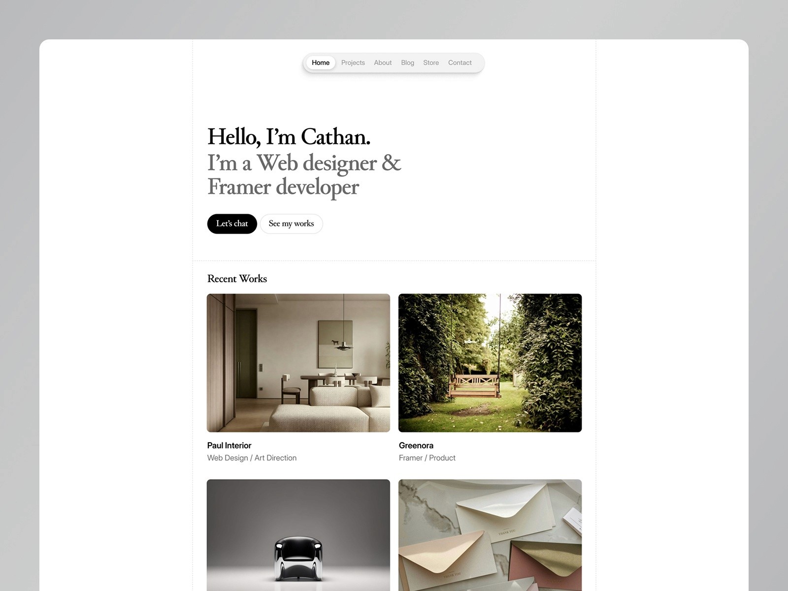 Cathan — 极简现代作品集网站设计灵感