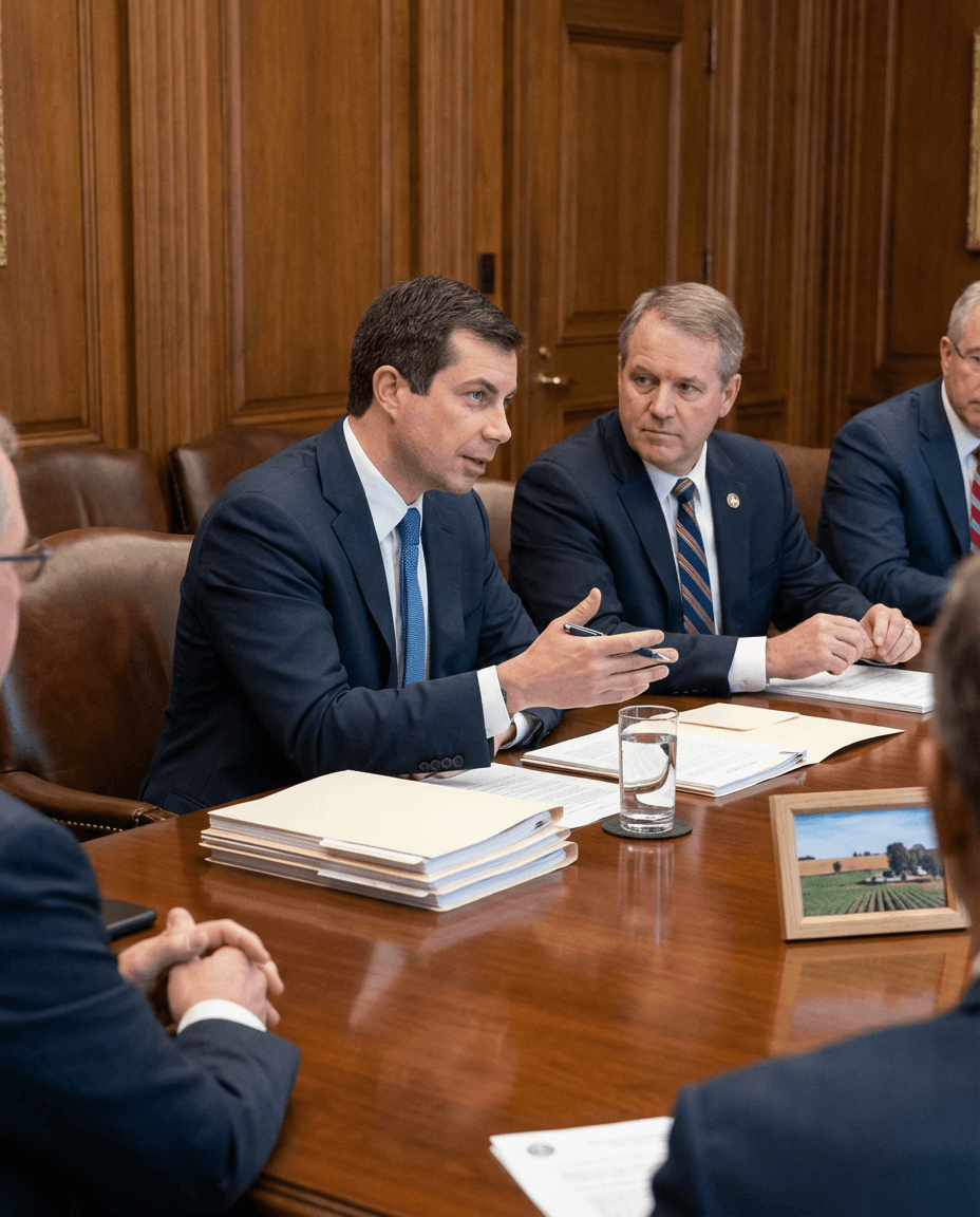 Government officials in a meeting discussing agricultural policy.