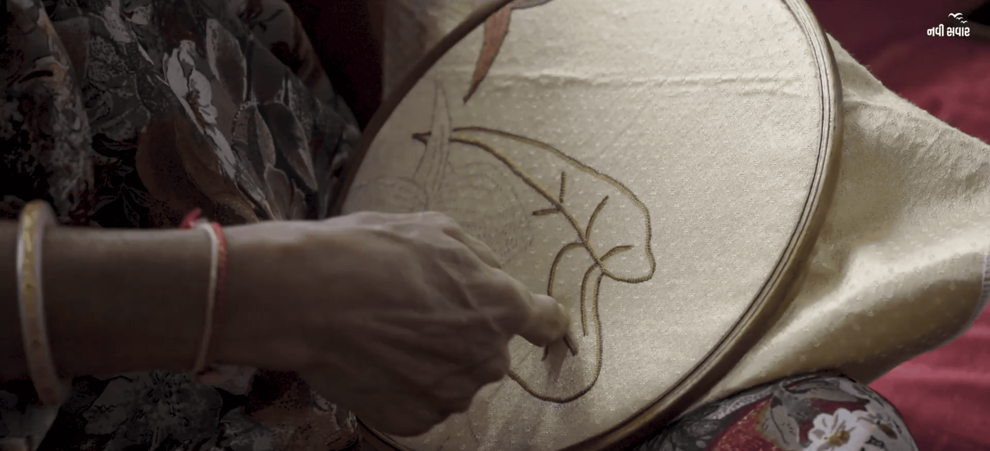 a woman with flowers