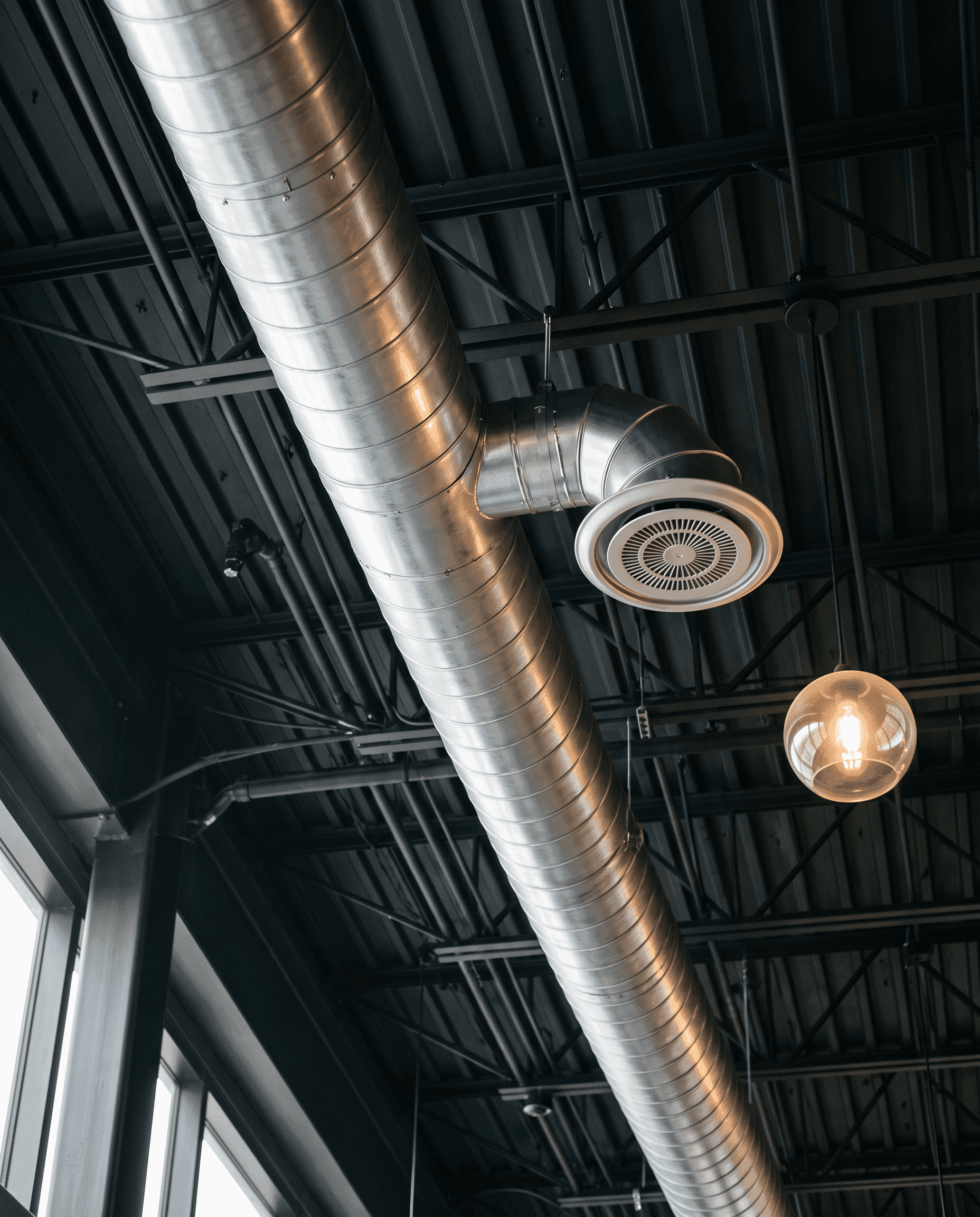 Ceiling air conditioning vent in a modern commercial interior