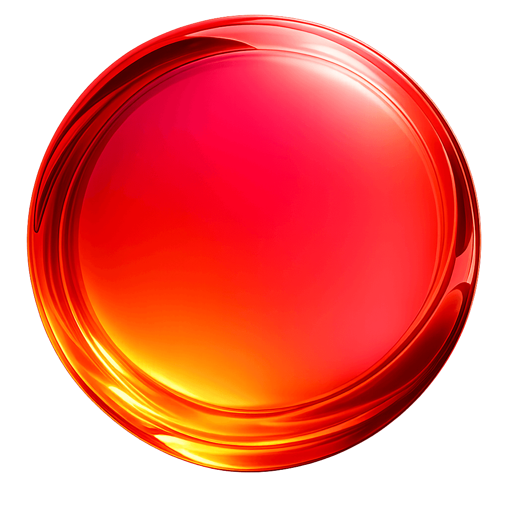 A red button centered on a soft pink background.