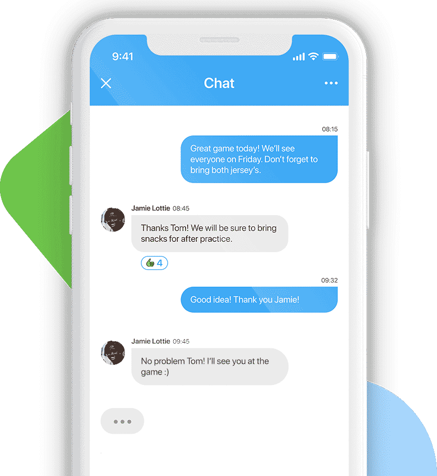 Chat with Teammates in the TeamLinkt Sports Team Management App