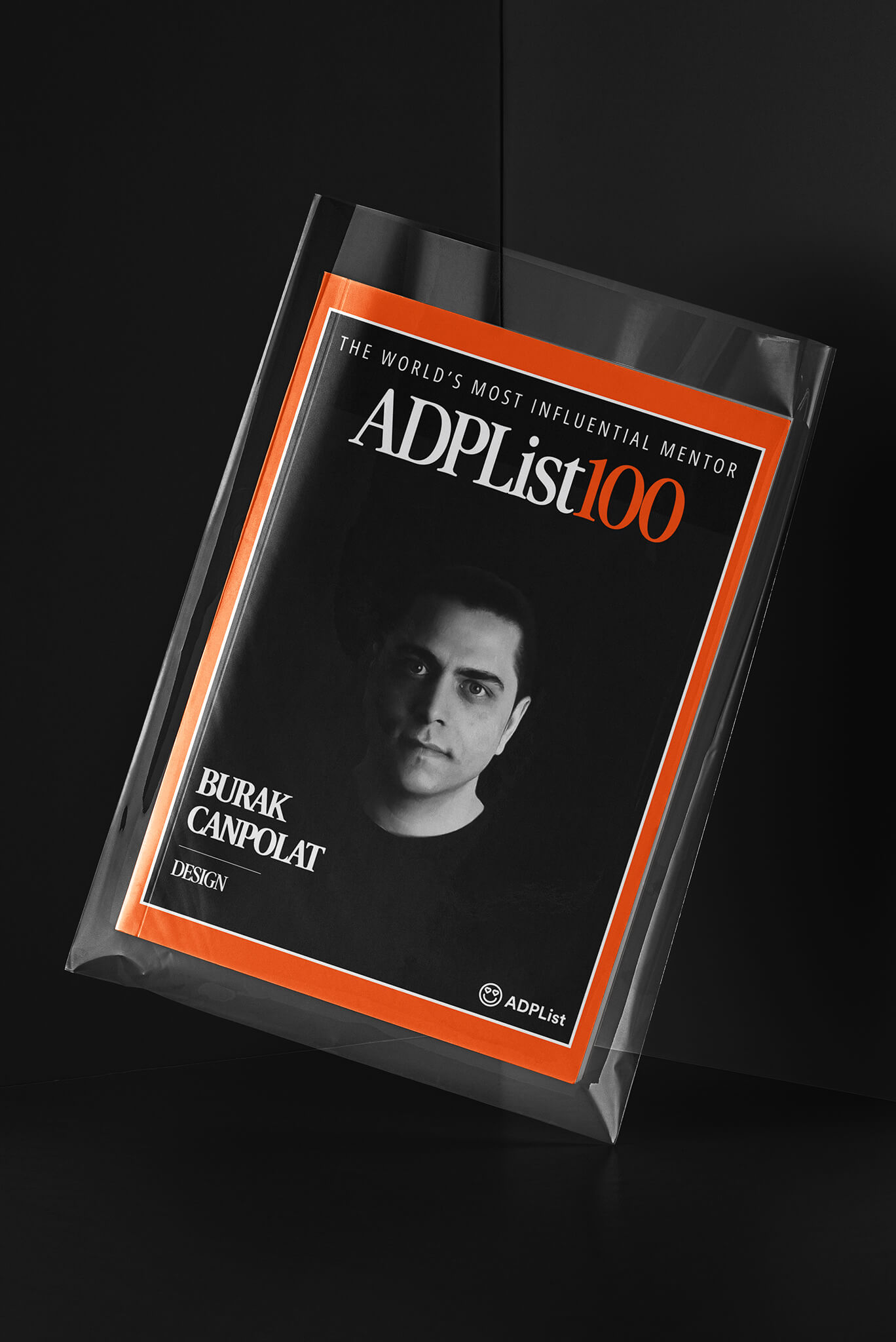ADPList100 mentor card featuring Burak Canpolat’s black and white portrait and title, highlighting his mentorship role.