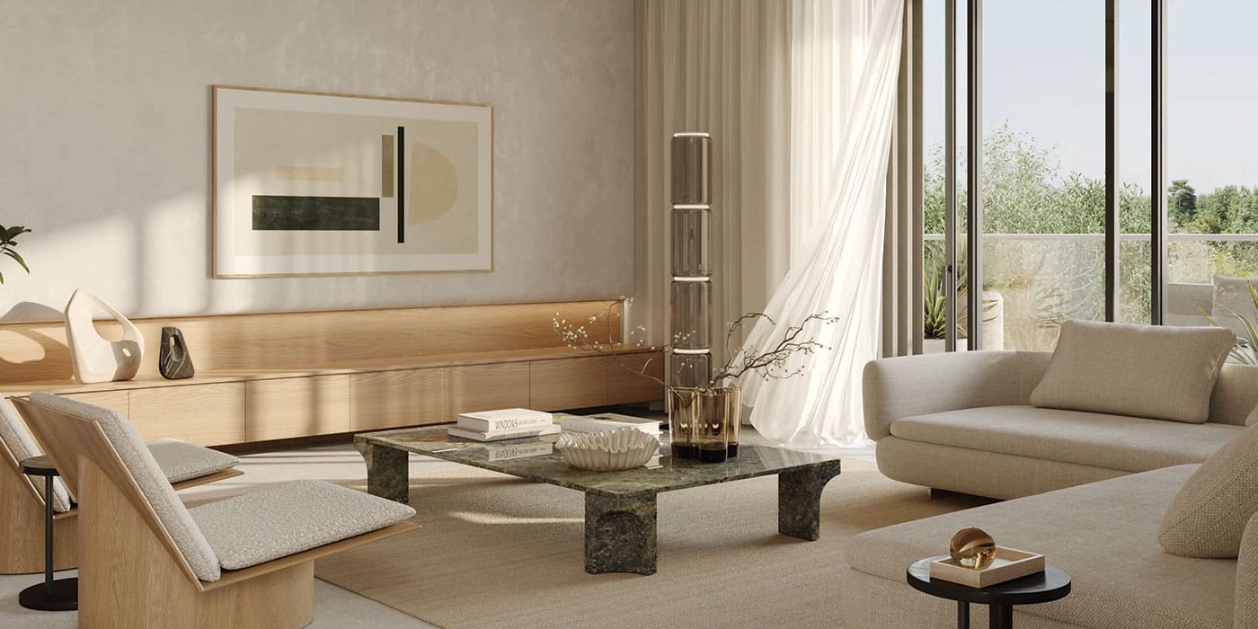 A cozy living room with a large window allowing natural light, complemented by a stylish couch for relaxation.