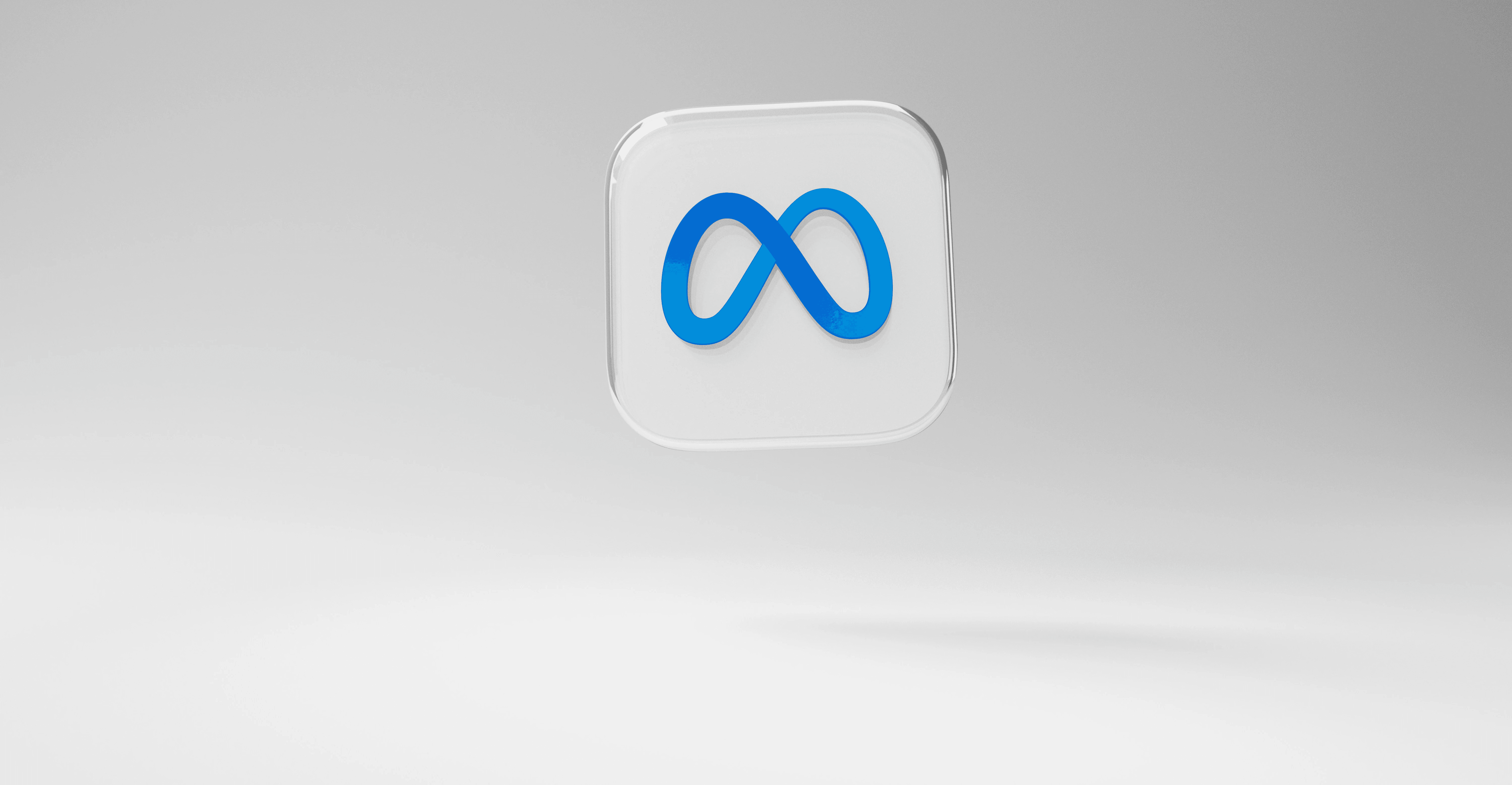 a white square with a blue logo on it