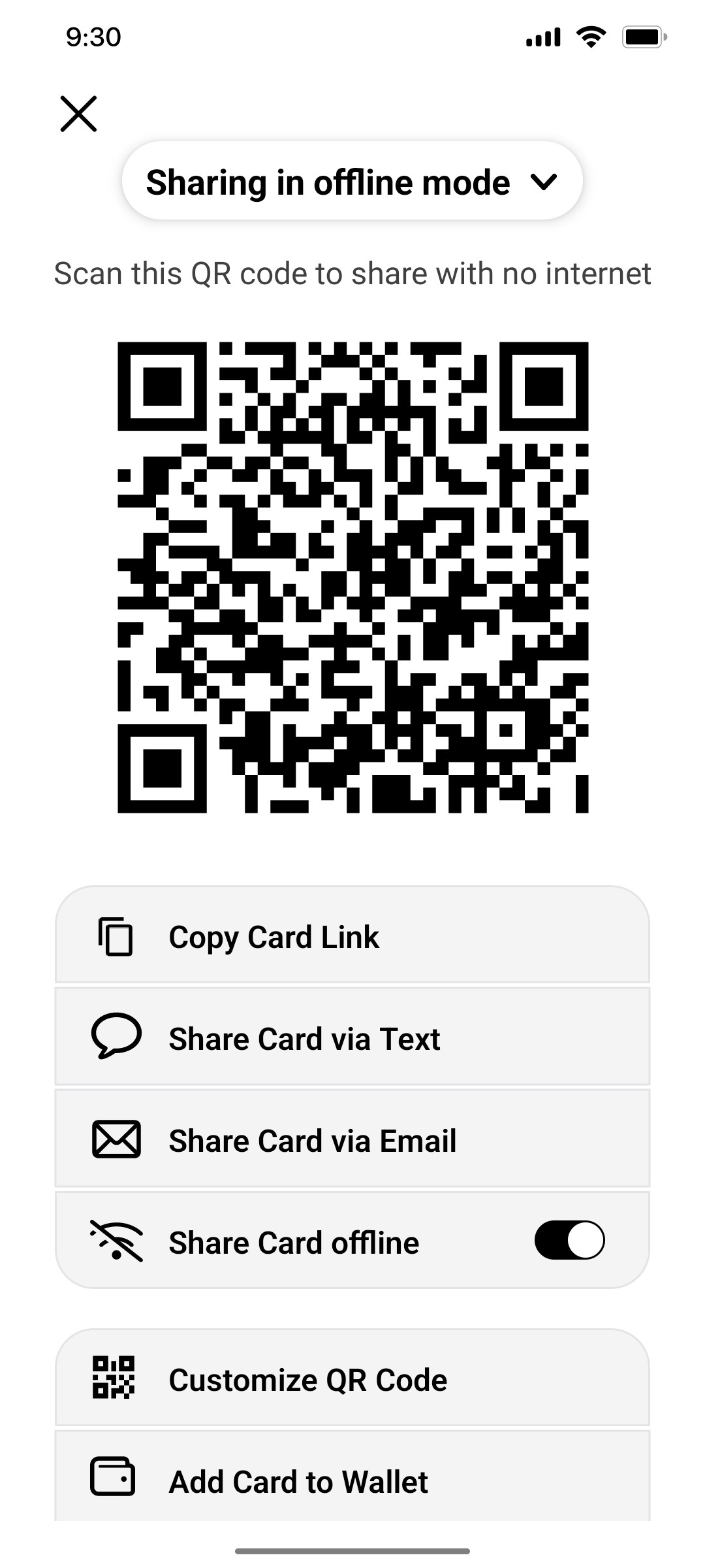Popl Sharing In Offline Mode Screen