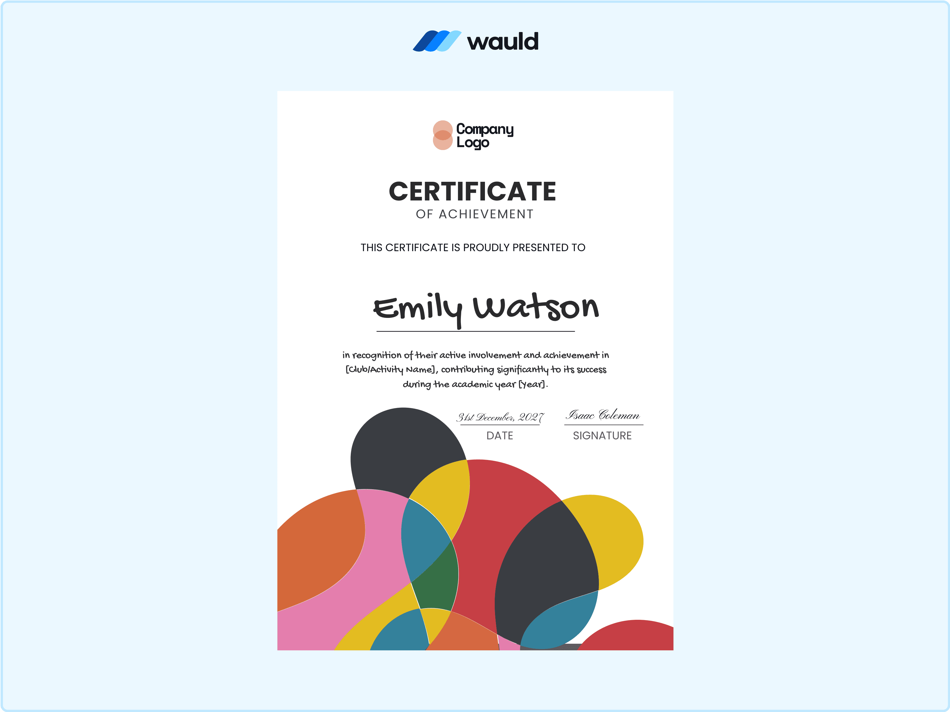 Wauld - Vibrant nursery graduation certificate template 