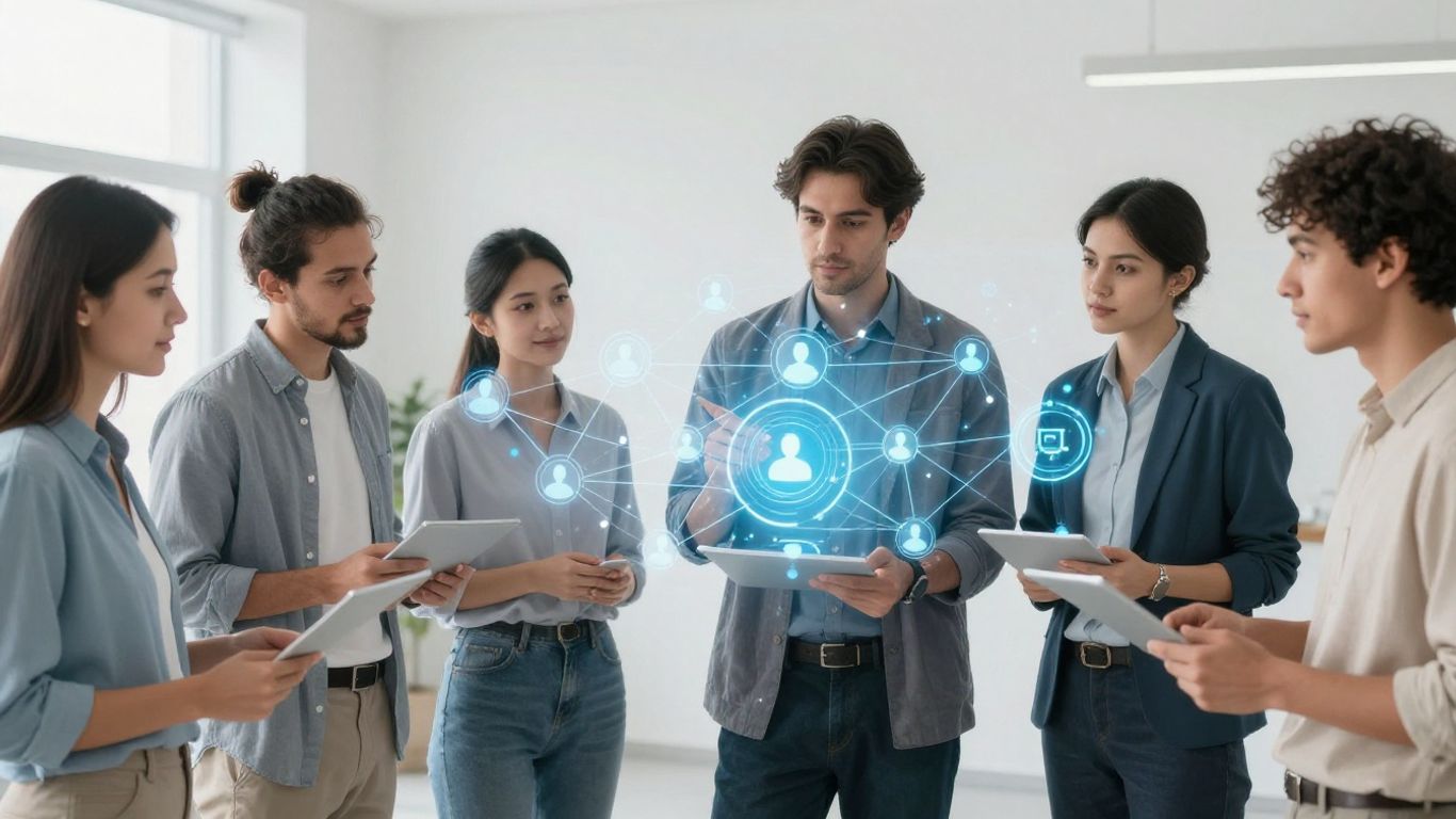 Customer segmentation abstract digital interfaces network