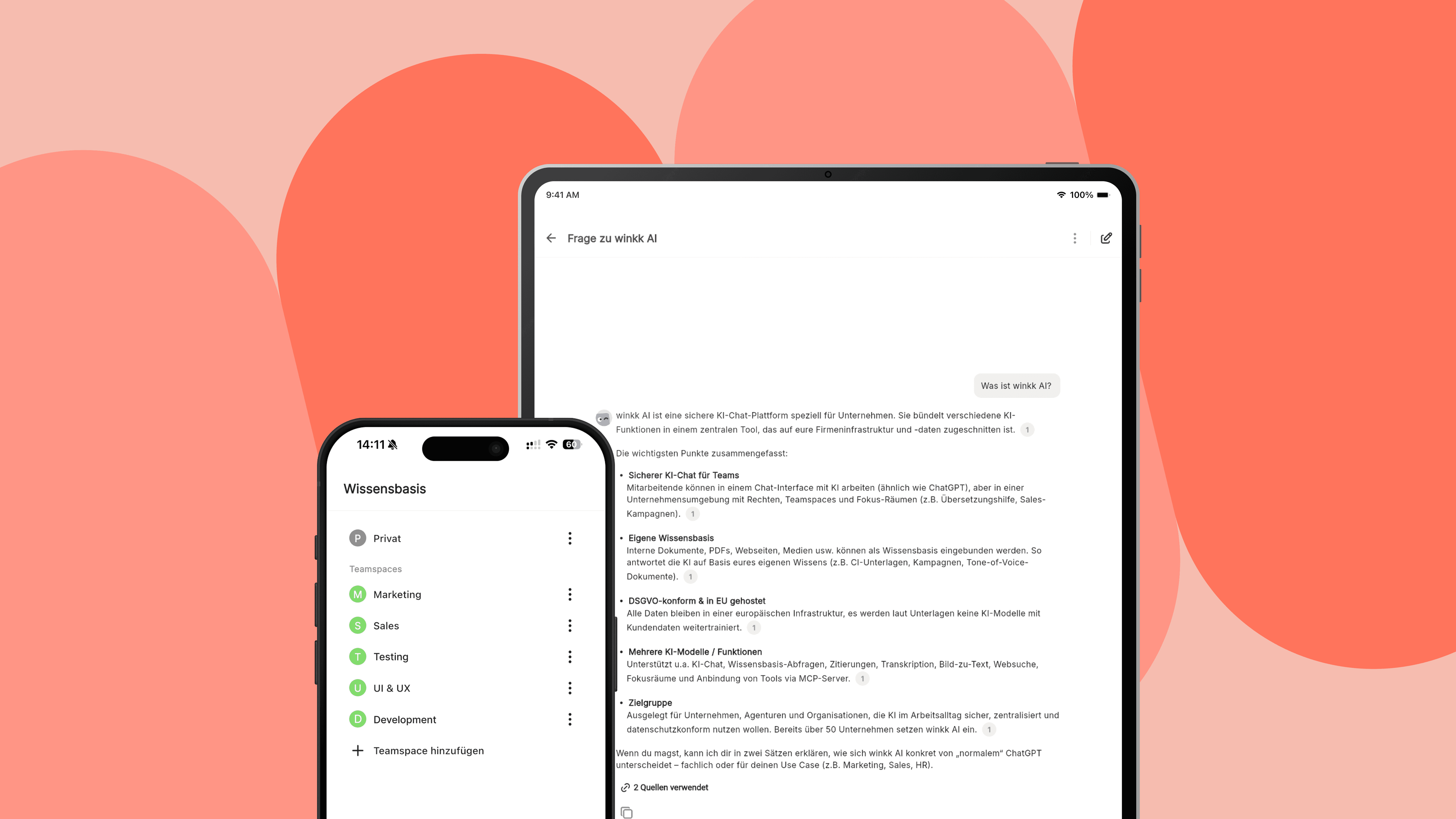 Beispiel-Screenshot der winkk AI Mobile App