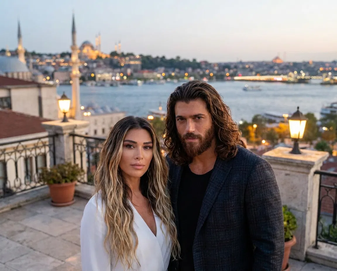 Turkish actor Can Yaman and Turkish singer Selen Gorguzel in a neutral public setting in Istanbul.
