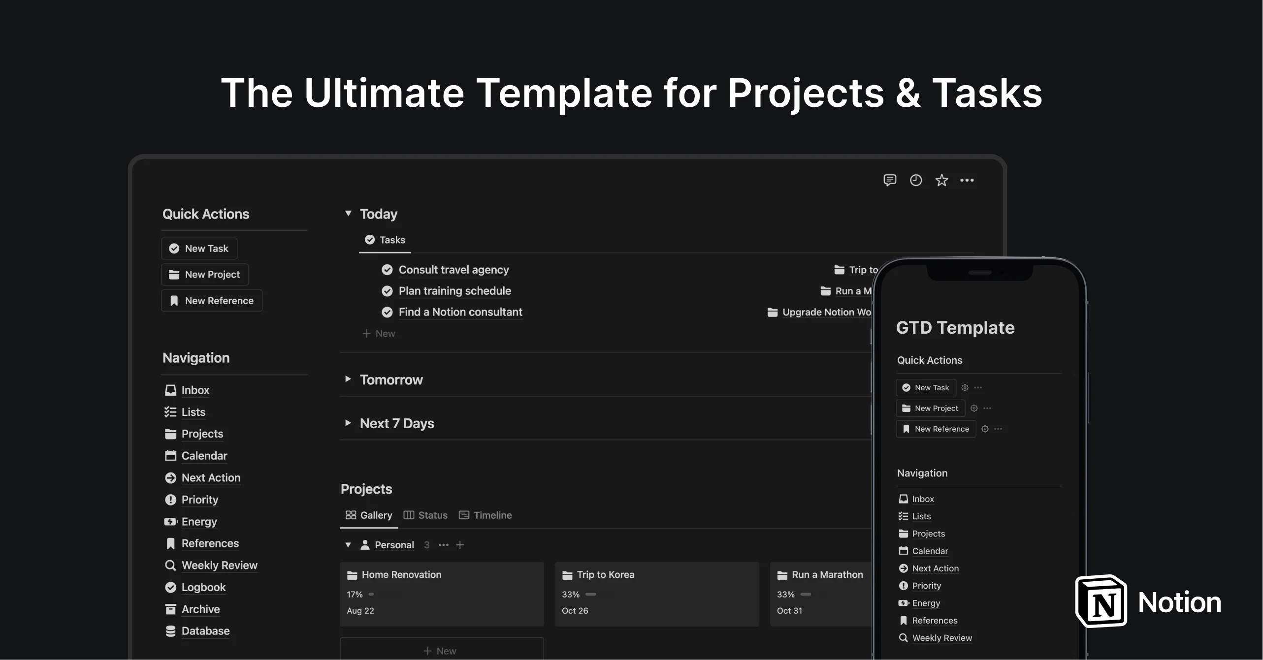 Notion Projects and Tasks Template