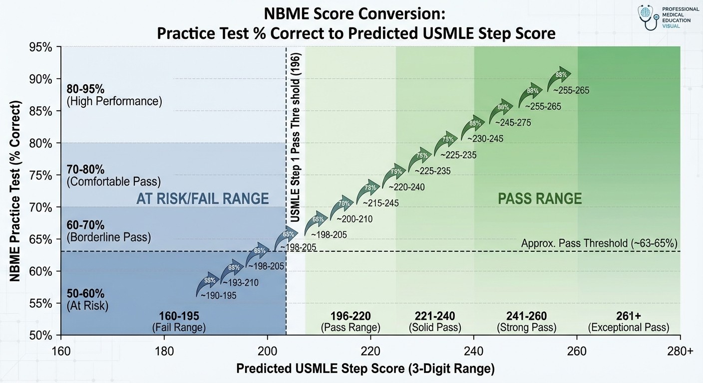 NBME score conversion chart for USMLE prediction