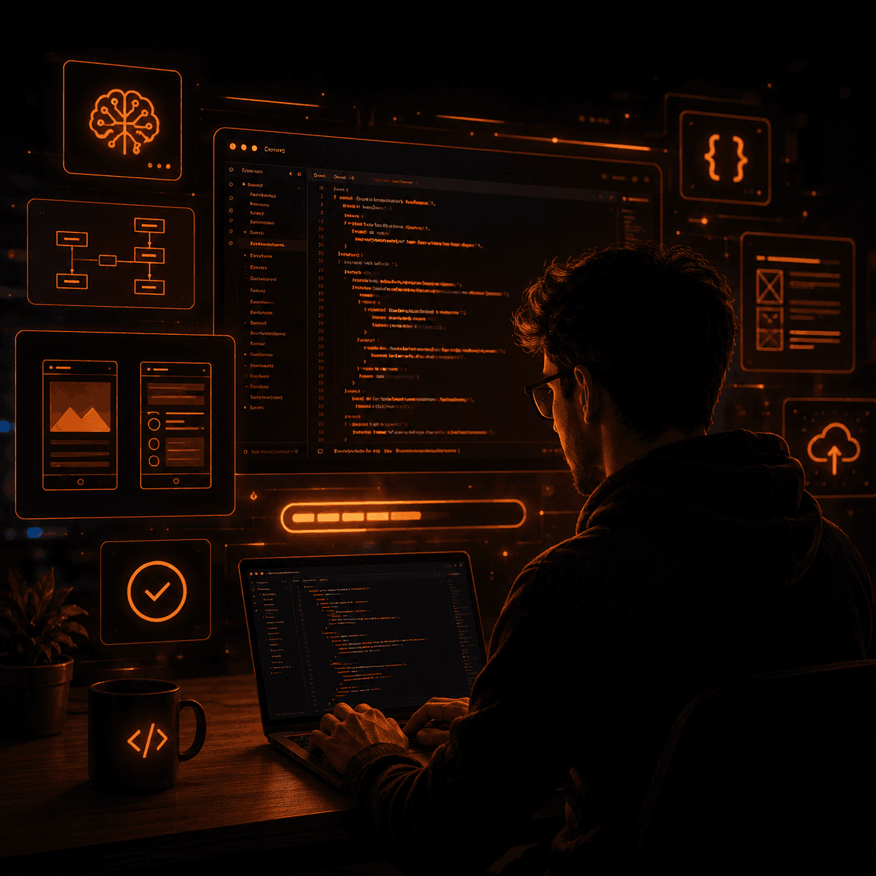 Illustration of the product being built in code