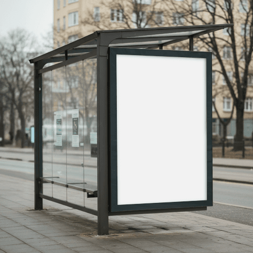 Vertical billboard mockup bus station