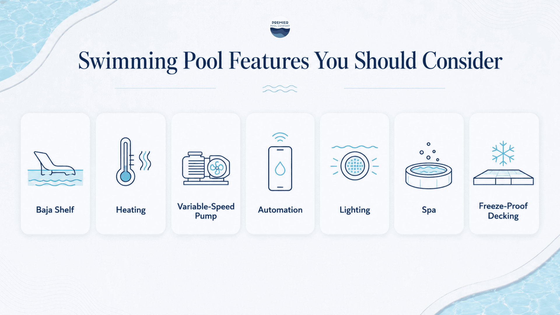 Quick guide showing the seven best swimming pool features for Ohio homeowners