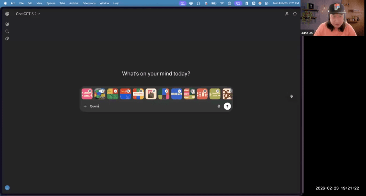 ChatGPT com as imagens do moodboard anexadas — o ponto de partida do prompt.