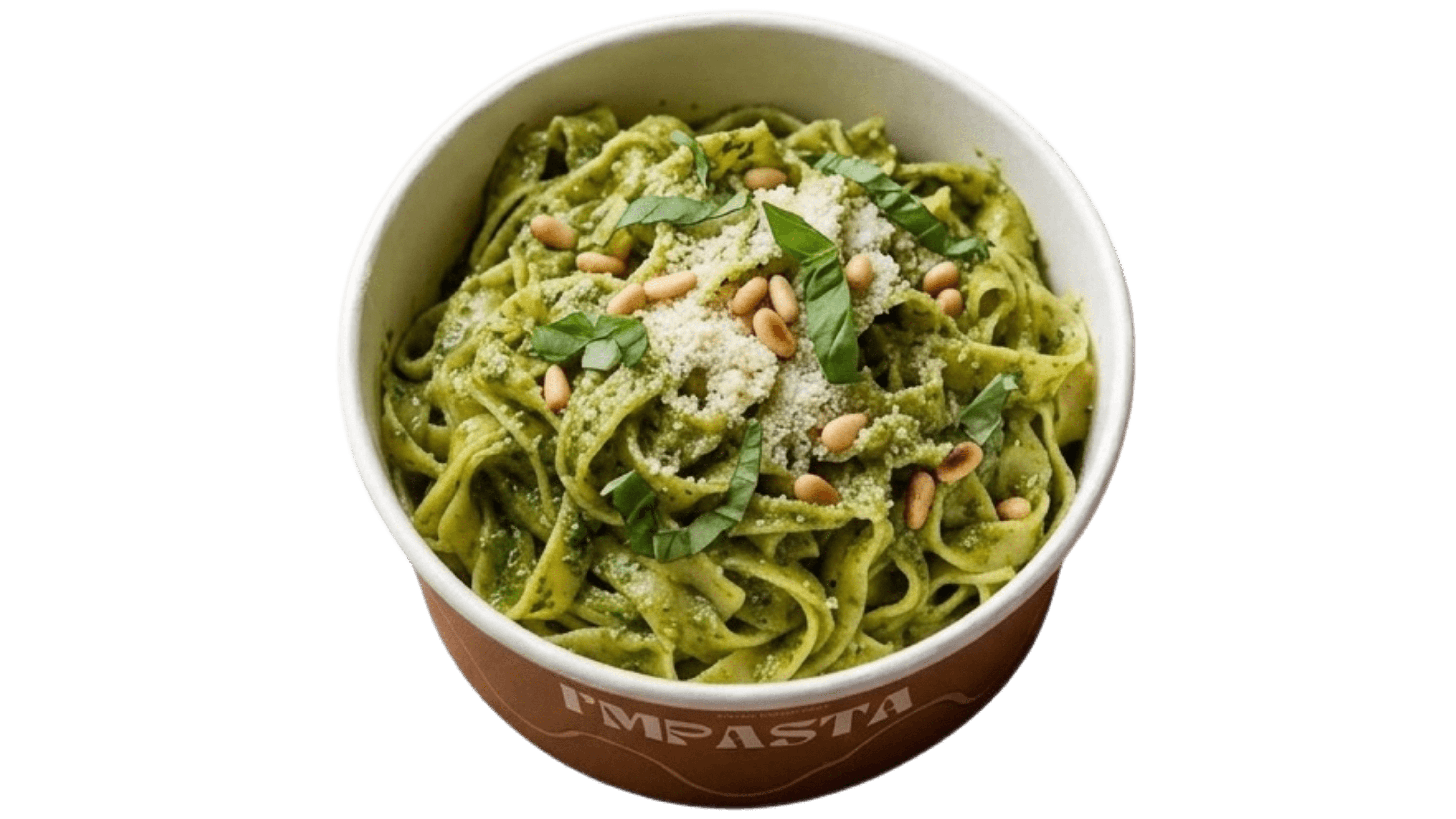 White plate with roasted carrots served on green sauce, topped with almonds and fresh herbs, held by a hand over a dark table.