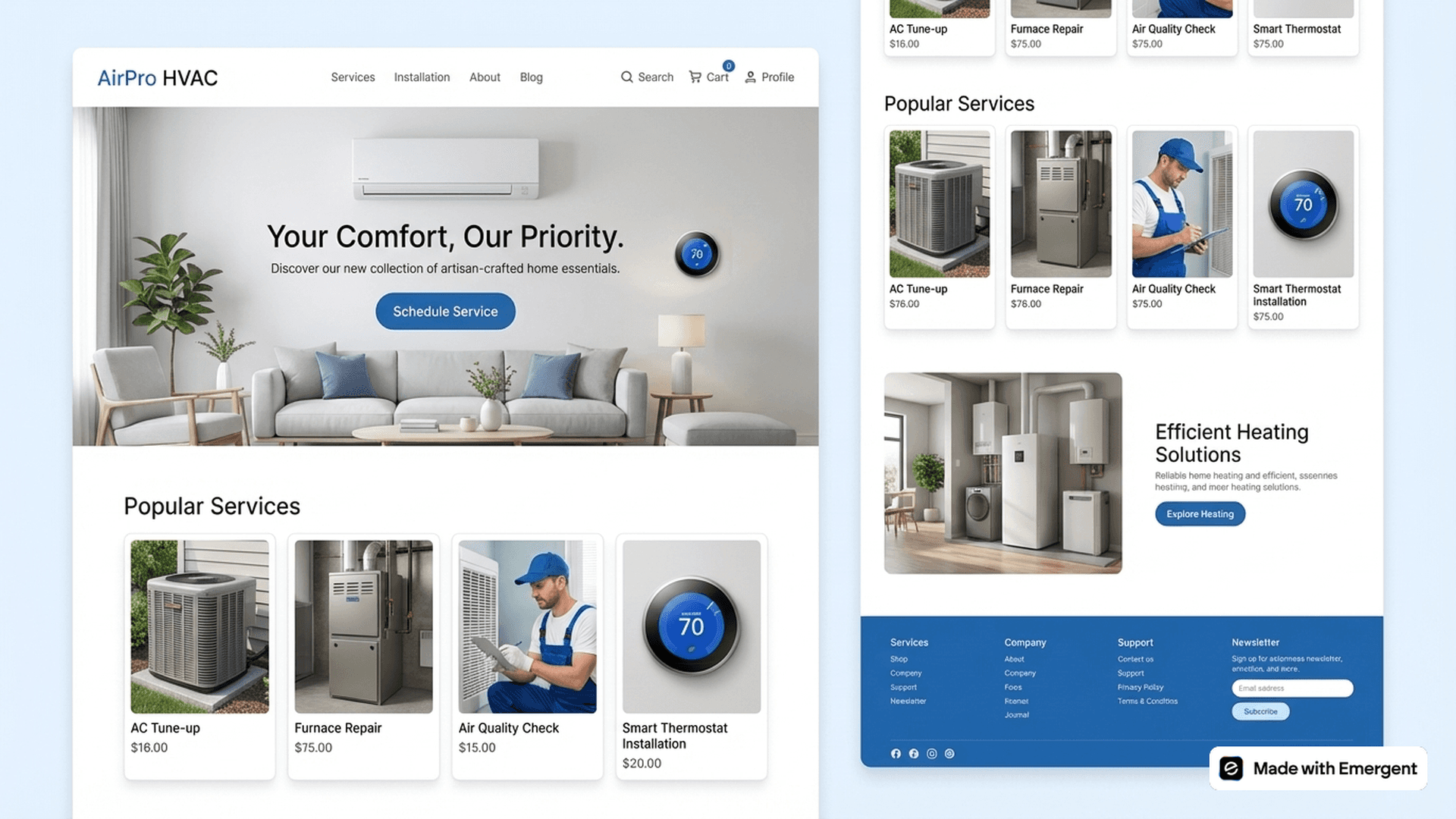 hvac website made with emergent